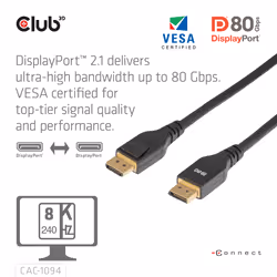 CLUB3D DisplayPort™ 2.1 VESA DP80 Certified Cable 8K240Hz 2m/6.56ft - Additional view 5