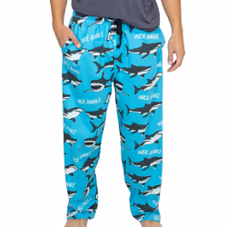 Lazy One Pajama Pants for Men Men's Separate Bottoms Lounge Pants Animal Ocean (Wide Awake Shark Large)