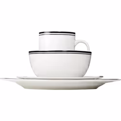 Amazon Basics Cafe Stripe Dinnerware Set with 16-Pieces - Black