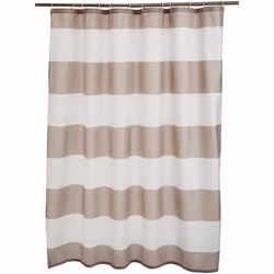 Amazon Basics Bathroom Shower Curtain Water Resistant Fabric with Grommets & Hooks Machine Washable 72""""x72"""" Light B ...