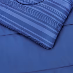 Amazon Basics Twin XL Comforter Set with Sheets  5-Piece Blue Calvin Striped Bedding  Lightweight Microfiber Bed-in-a-Bag