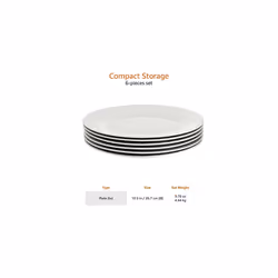 Amazon Basics Set of 6 Flat Porcelain Plates, 10.5 '