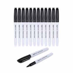 Amazon Basics Fine Point Tip Permanent Markers Black 12-Pack