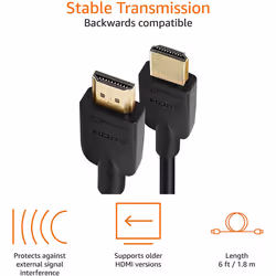 Amazon Basics High-Speed 4K, Ultra HD, HDMI Cable - 6 Feet (3-Pack) (Latest Standard)