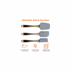 3 piece spatula, Silicone, Small, Grey