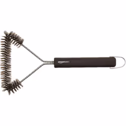 3-Sided Triangular Grill Brush, 12-Inch, Stainless Steel, Black