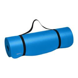 Amazon Basics Extra Thick Exercise Yoga Gym Floor Mat with Carrying Strap  74 x 24 x .5 Inches  Blue