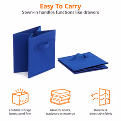 Collapsible Fabric Storage Cube/Organiser with Handles, Pack of 6, Solid Navy, 26.6 x 26.6 x 27.9 cm