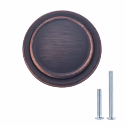 Amazon Basics Straight Top Ring Cabinet Knob  1.25-inch Diameter  Oil Rubbed Bronze  10-Pack