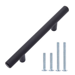 Amazon Basics Euro Bar Cabinet Handle (1/2-inch Diameter)  5.38 in Length (3 in Hole Center)  Flat Black  Pack of 10  AB1500-FB-10