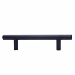 Amazon Basics Euro Bar Cabinet Handle (1/2-inch Diameter)  5.38 in Length (3 in Hole Center)  Flat Black  Pack of 10  AB1500-FB-10