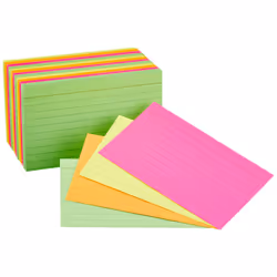 Amazon Basics Ruled Index Flash Cards Assorted Neon Colored 3x5 Inch 300-Count
