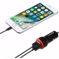 AmazonBasics CLA-2U5480_BLACK_RED mobile device charger Smartphone, Tablet Black, Red Cigar lighter, USB Auto