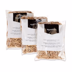Amazon Basics Rubber Bands  Size 33 (3-1/2 x 1/8 Inch)  600 Bands/1 lb Pack  3-Pack  Tan