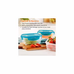 Air-Locked Leak-Proof, Stackable & Airtight Fridge/Freezer Containers with Lids, BPA-Free Plastic, Microwave and Dishwasher Safe 3-Piece Food-Storage