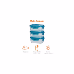 Air-Locked Leak-Proof, Stackable & Airtight Fridge/Freezer Containers with Lids, BPA-Free Plastic, Microwave and Dishwasher Safe 3-Piece Food-Storage