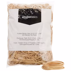 Amazon Basics Rubber Bands Size 33 (3-1/2 x 1/8 Inch) 600 Bands/1 lb Pack 25-Pack Tan