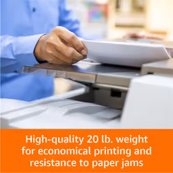 Amazon Basics Multipurpose Copy Printer Paper  20 Pound  White  96 Brightness  8.5 x 11 Inch  1 Ream   500 Sheets Total