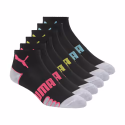 PUMA womens 6 Pack Quarter Crew athletic socks  Black  9 11 US