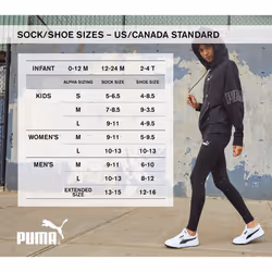 PUMA Women's 6 Pack Runner Socks  Black  9-11
