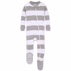 Burt's Bees Baby Baby Boys Pajamas  Zip-front Non-slip Footed Pjs  Organic Cotton and Toddler Sleepers  Heather Grey Rugby St ...