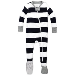 Burt's Bees Baby Baby Boys Pajamas  Zip-front Non-slip Footed Pjs  Organic Cotton and Toddler Sleepers  Midnight Rugby Stripe  24 Months US
