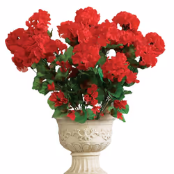 Collections Etc Artificial Geranium Floral Bush  Set of 3 - Maintenance Free Artificial Flowers for Indoor or Outdoor Display ...