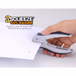 Bostitch EZ Squeeze hole punch 10 sheets Black, Grey