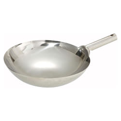 Winco Stainless Steel Wok with Welded Joint Handle  16-Inch