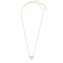 Kendra Scott Ari Heart Adjustable Length Pendant Necklace for Women, Fashion Jewelry, 14k gold-Plated, Iridescent Drusy