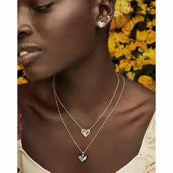 Kendra Scott Ari Heart Adjustable Length Pendant Necklace for Women, Fashion Jewelry, 14k gold-Plated, Iridescent Drusy