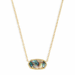 Kendra Scott Elisa Short Pendant Necklace for Women, Dainty Fashion Jewelry, 14k Gold-Plated, White Mother of