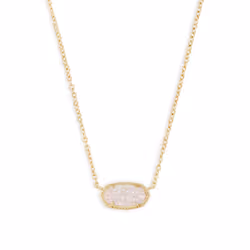 Kendra Scott Elisa Adjustable Length Pendant Necklace for Women Fashion Jewelry 14k Gold-Plated Iridescent Drusy