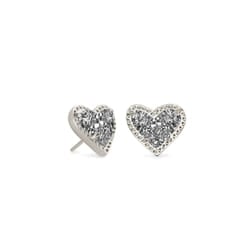 Kendra Scott Ari Heart Stud Earrings for Women  Fashion Jewelry  Rhodium-Plated  Platinum Drusy