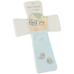 Precious Moments 193432 Overflowing with Love Noah's Ark Ceramic Cross, Multicolor
