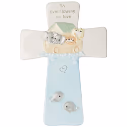 Precious Moments 193432 Overflowing with Love Noah's Ark Ceramic Cross, Multicolor