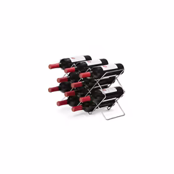 10 Bottle Silver Wine Rack Counter Top - Storage Organizer for Kitchen, Pantry, & Fridge