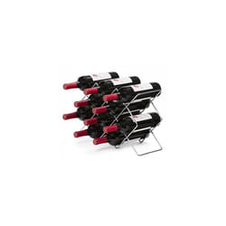 10 Bottle Silver Wine Rack Counter Top - Storage Organizer for Kitchen, Pantry, & Fridge