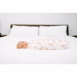Swaddle Blanket - Pack of 1, Rosettes | Large 100% Breathable Snuggle Knit | Wrap for Newborn Girls & Boys | Use as a Burp Cloth/Nursing Shield |