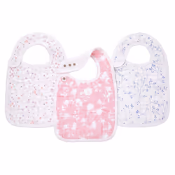Snap Baby Bib, 100% Cotton Muslin, 3 Layer Burp Cloth, Super Soft & Absorbent for Infants, Newborns and Toddlers, Adjustable  ...