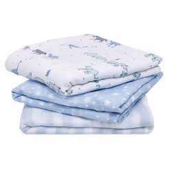 aden + anais AMSC30006, Swaddle blanket, Blue, White, Pattern, Muslin, L, Boy