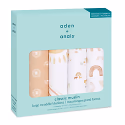 aden + anais ASWC40016 swaddle Swaddle blanket XL Beige, White