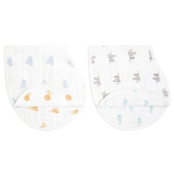 Burpy Baby Bib - Animal Kingdom, 2 Pack | 100% Cotton Muslin, 4 Layer Burping Cloth, Feeding & Dribble | Super Soft & Absorbent Burp Rag Newborn