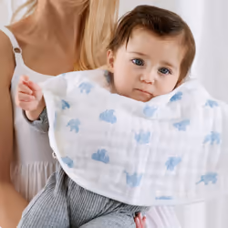Burpy Baby Bib - Animal Kingdom, 2 Pack | 100% Cotton Muslin, 4 Layer Burping Cloth, Feeding & Dribble | Super Soft & Absorbent Burp Rag Newborn