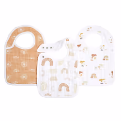 Snap Baby Bib, 100% Cotton Muslin, 3 Layer Burp Cloth, Super Soft & Absorbent for Infants, Newborns and Toddlers,