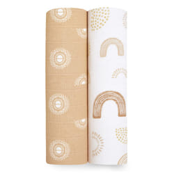 keep rising Swaddle Blanket - Pack of 2|Large 100% Breathable Muslin Cotton Wrap Set Baby Girls & Boys |Savannah, Animal, Sun, Rainbow Print