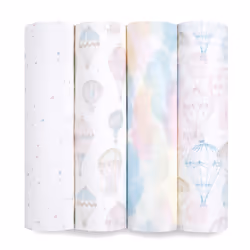 aden + anais organic cotton swaddles 4 pack above the clouds, Swaddle blanket, Multicolour, White, Pattern, Cotton, Boy/Girl, ...