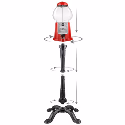Olde Midway 15"""" Gumball Machine with Stand - Red  Vintage-Style Bubble Gum Candy Dispenser with Glass Globe and Metal Base