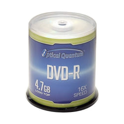 Optical Quantum DVD-R 4.7GB 16x Logo Top Media Disc - 100 Discs Cake Box (FFP)  Blank DVDs for Burning  Writable Recordable DVD Discs  DVD-R Blank Dis