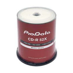 PIODATA CD-R Blank Disc 52X 700MB Moisture Resistant White Inkjet Printable - 100 Discs Cake Box Spindle